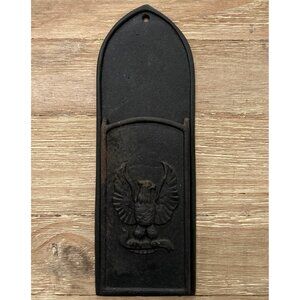 Vintage Federal Style Eagle Black Cast Iron Match Stick Holder Fireplace Decor